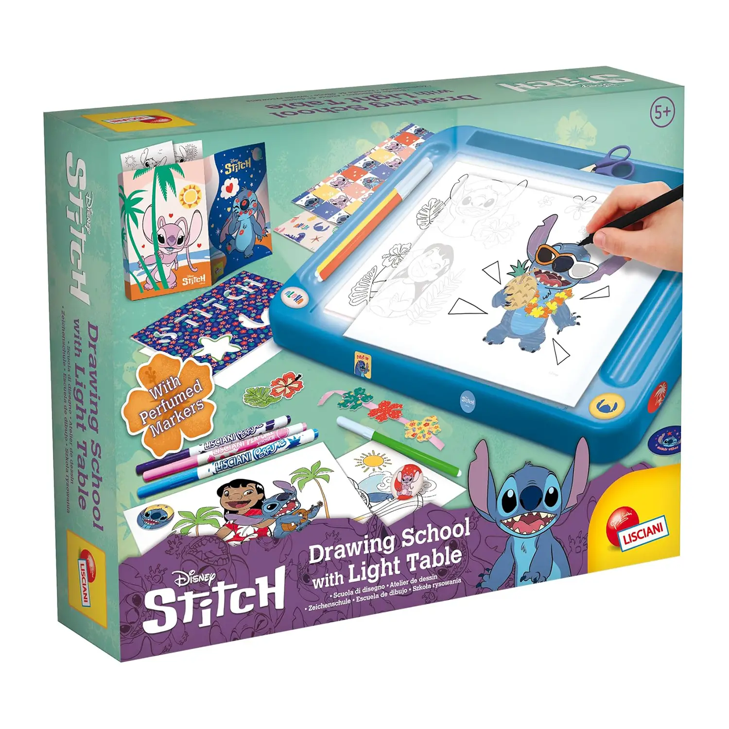 lisciani-stitch-drawing-school-tavolino-luminoso-con-stencil-e-pennarelli